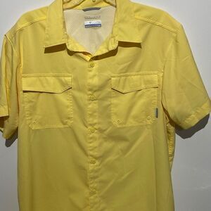 Columbia Men's Omni-Wick Button-Down Short Sleeve Yellow Shirt Size L